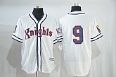 Knights #9 Mitchell And Ness White Stitched Movie Baseball Jersey,baseball caps,new era cap wholesale,wholesale hats